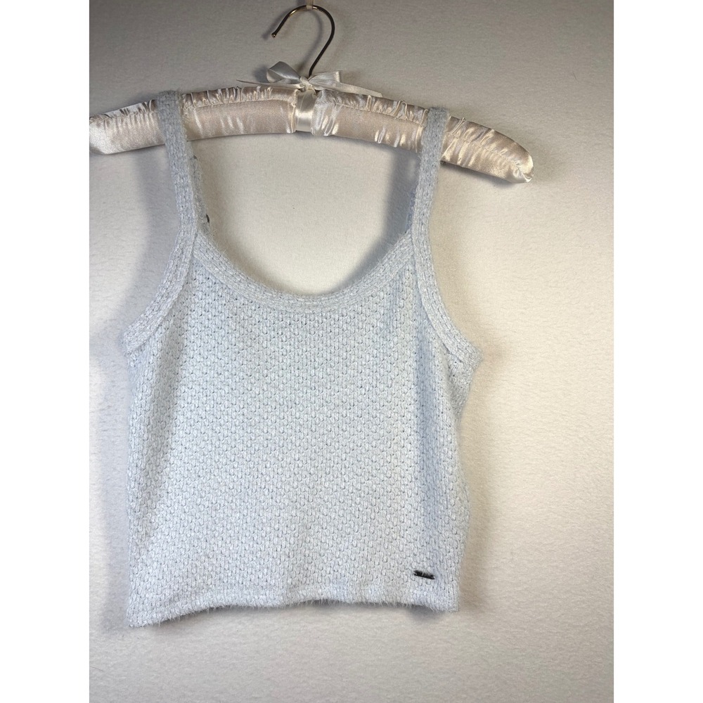 Hollister Tank Top Womens Small Blue Excellent Fuzzy Knit Cropped Cami